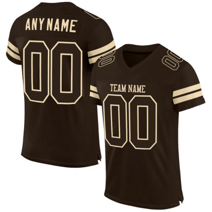Custom Authentic Football Jersey - Personalized Brown Cream Mesh with Team Name and Number Personalized Brown Brown-Cream