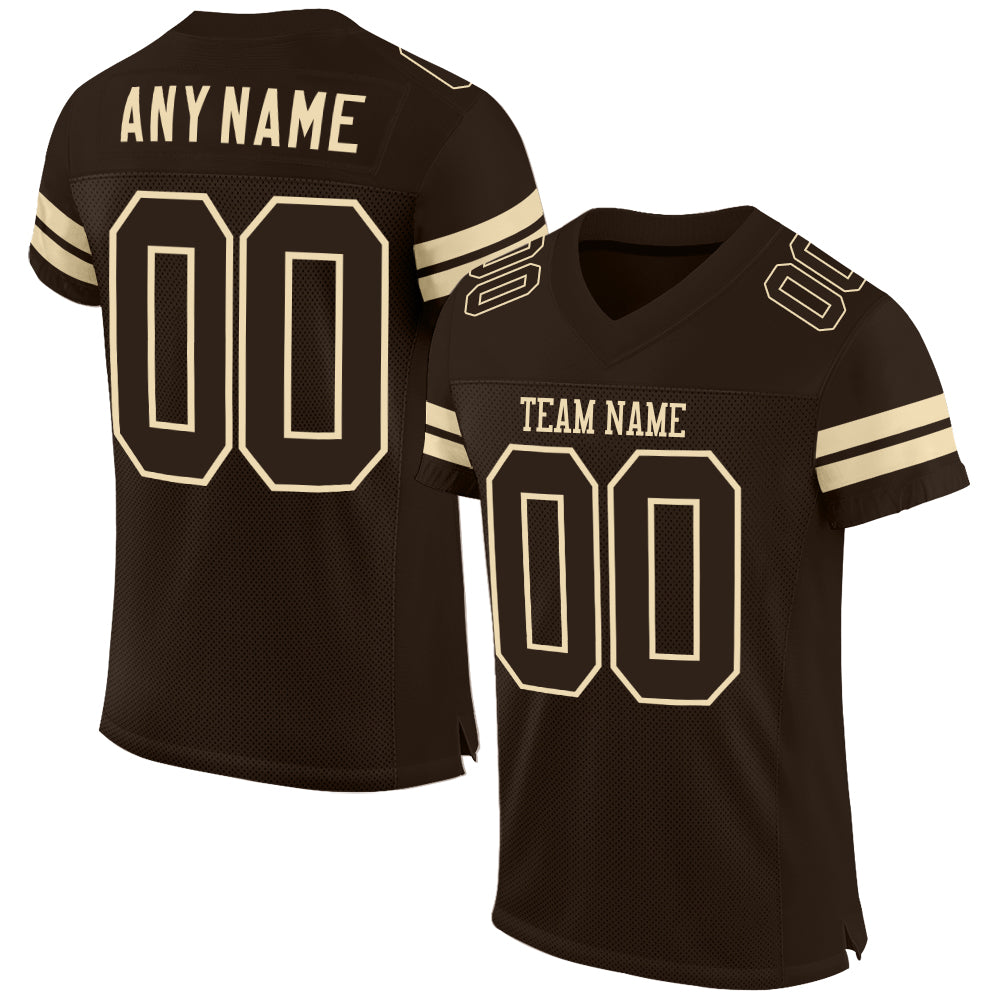 Personalized Brown Cream Mesh Football Jersey for Custom Support and Team Spirit Personalized Brown Brown-Cream Mesh Football
