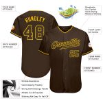 Personalized Custom Name and Number Brown Gold Baseball Jersey - Authentic Team Gear Personalized Brown Brown-Gold Authentic