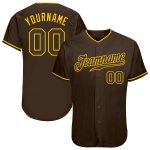 Personalized Custom Name and Number Brown Gold Baseball Jersey - Authentic Team Gear Personalized Brown Brown-Gold Authentic