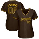 Personalized Custom Name and Number Brown Gold Baseball Jersey - Authentic Team Gear Personalized Brown Brown-Gold Authentic