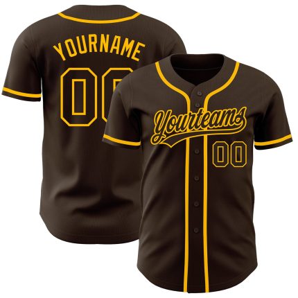 Personalized Authentic Brown-Gold Baseball Jersey for Custom Team Spirit Personalized Brown Brown-Gold Authentic Baseball