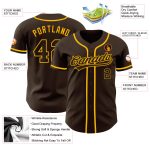 Custom Brown-Gold Baseball Jersey for Men and Women - Personalized Design Personalized Brown Brown-Gold Baseball Jersey 2