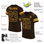 Custom Brown-Gold Football Jersey Personalized with Name & Number - Authentic Team Gear Personalized Brown Brown-Gold Mesh