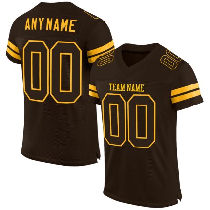 Custom Brown-Gold Football Jersey Personalized with Name & Number - Authentic Team Gear Personalized Brown Brown-Gold Mesh