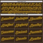 Custom Team Name and Number Performance T-Shirt - Personalized Brown and Gold Apparel Personalized Brown Brown-Gold Performance