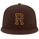 Custom Name Number Adjustable Snapback Hat Brown and Gold Stitched Personalized Team Cap Personalized Brown Brown-Gold Stitched