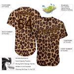 Personalized 3D Leopard Baseball Jersey in Brown and Old Gold for Custom Style Personalized Brown Brown-Old Gold 3D Leopard