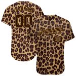 Personalized 3D Leopard Baseball Jersey in Brown and Old Gold for Custom Style Personalized Brown Brown-Old Gold 3D Leopard