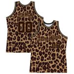 Personalized 3D Leopard Basketball Jersey in Brown & Old Gold - Custom Team Wear Personalized Brown Brown-Old Gold 3D Leopard