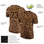 Personalized 3D Leopard Performance T-Shirt in Brown & Old Gold - Custom Graphic Tee Personalized Brown Brown-Old Gold 3D