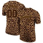 Personalized 3D Leopard Performance T-Shirt in Brown & Old Gold - Custom Graphic Tee Personalized Brown Brown-Old Gold 3D