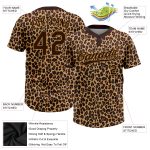 Personalized 3D Leopard Unisex Softball Jersey in Brown-Old Gold, Two-Button Design Personalized Brown Brown-Old Gold 3D