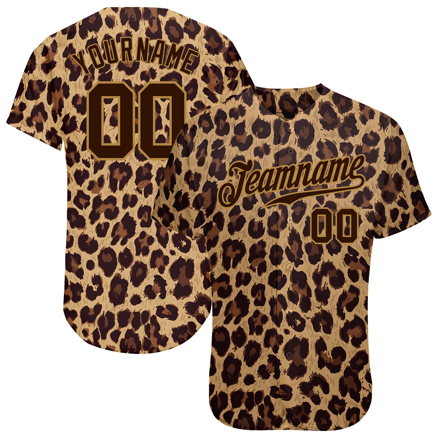 Custom Leopard Baseball Jersey - Personalized Brown Old Gold 3D Pattern with Name and Number Personalized Brown Brown-Old