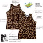 Custom Leopard Print Basketball Jersey with Personalized Name and Number - Brown and Old Gold 3D Pattern Design Personalized
