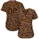 Custom Leopard Softball Jersey - Personalized 3D Pattern, Team Name & Number - Brown and Old Gold Personalized Brown Brown-Old