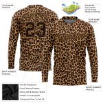 Personalized 3D Leopard Long Sleeve Performance T-Shirt - Brown Brown-Old Gold Personalized Brown Brown-Old Gold Leopard