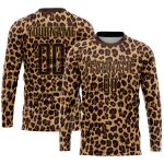 Personalized Leopard Soccer Jersey - Brown and Old Gold Sublimation Uniform Personalized Brown Brown-Old Gold Sublimation