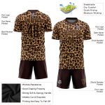 Personalized Leopard Soccer Jersey - Brown and Old Gold Sublimation Uniform Personalized Brown Brown-Old Gold Sublimation