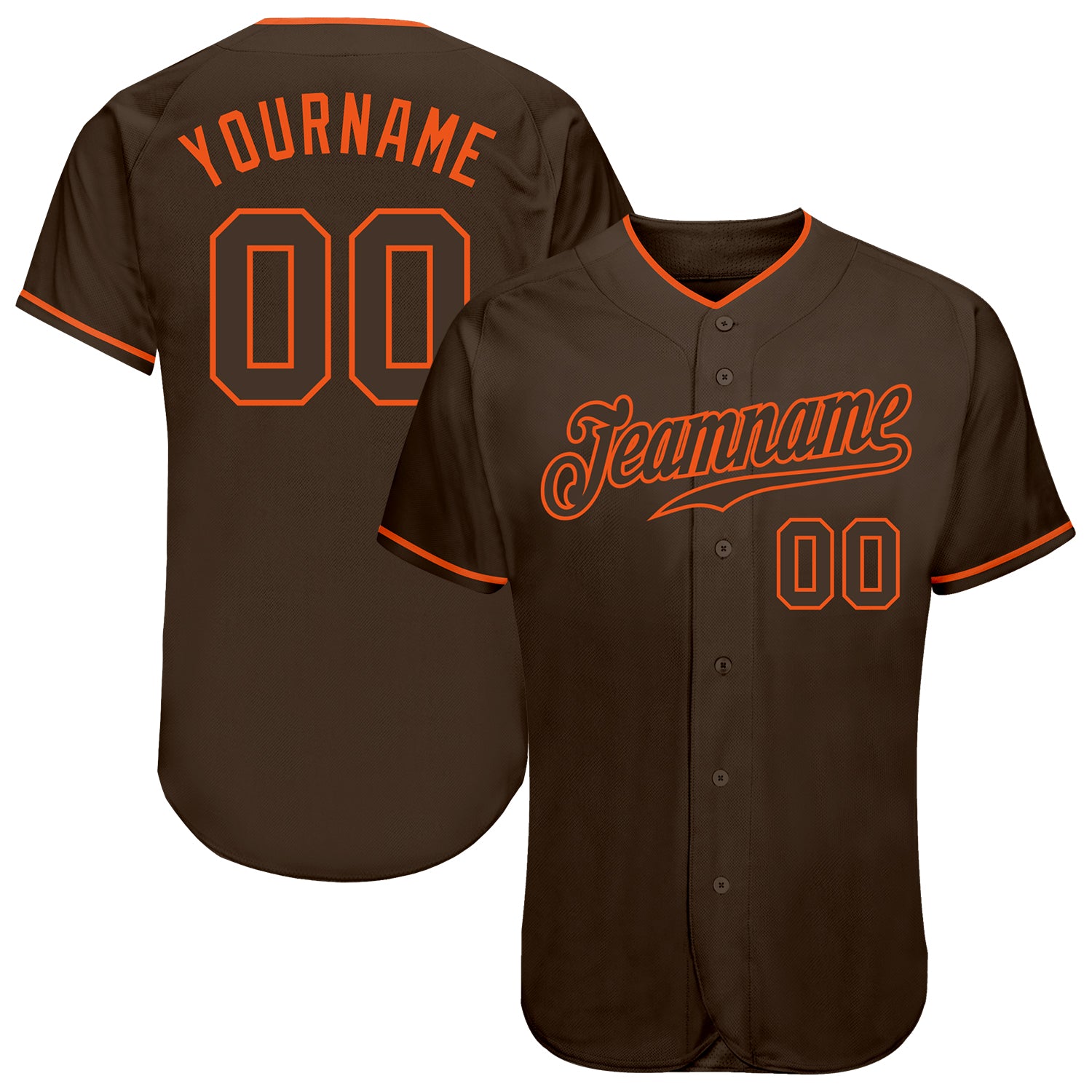 Custom Name and Number Personalized Brown-Orange Authentic Baseball Jersey Personalized Brown Brown-Orange Authentic Baseball