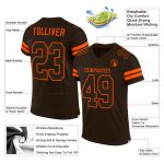 Custom Personalized Brown Orange Mesh Football Jersey with Name and Number - Authentic Team Apparel Personalized Brown Brown-Orange