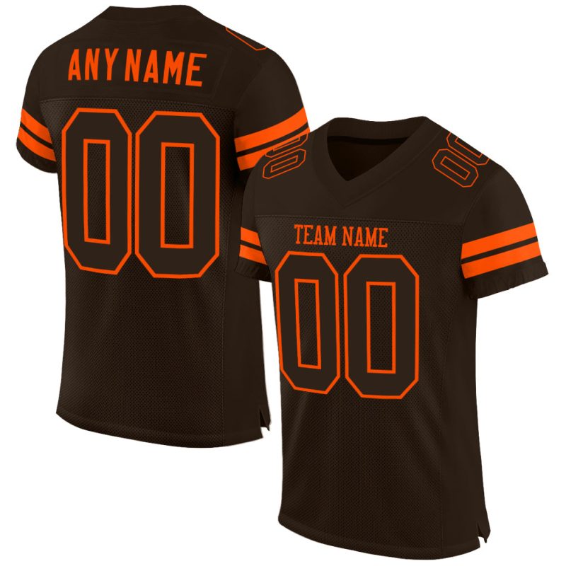 Personalized Brown and Orange Mesh Football Jersey for Men and Women Personalized Brown Brown-Orange Mesh Football Jersey