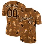 Custom 3D Oktoberfest Beer Festival T-Shirt in Brown and Cream - Performance Tee Personalized Brown City Cream 3D Oktoberfest
