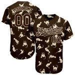 Personalized 3D Cat Baseball Jersey in Brown Cream Color - Unique Custom Apparel Personalized Brown Cream 3D Cat Baseball