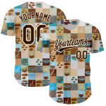 Personalized International Coffee Day Baseball Jersey in Brown Cream - Custom 3D Design Personalized Brown Cream 3D International