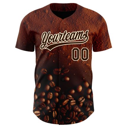 Personalized 3D Coffee Day Baseball Jersey - Brown Cream Design Personalized Brown Cream 3D International Coffee Day Baseball