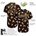 Custom Name and Number Cat Baseball Jersey - Personalized Brown Cream 3D Pattern Design Personalized Brown Cream 3D Pattern