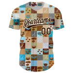 Personalized 3D Pattern Baseball Jersey for International Coffee Day in Brown Cream Personalized Brown Cream 3D Pattern Design