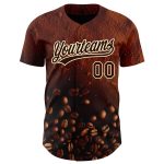 Custom Name and Number Baseball Jersey for International Coffee Day - Personalized Brown Cream 3D Pattern Design Personalized