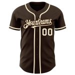 Custom Name and Number Baseball Jersey - Personalized Authentic Brown Cream Team Jersey Personalized Brown Cream Authentic