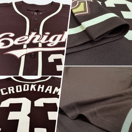 Custom Name and Number Baseball Jersey - Personalized Authentic Brown Cream Team Jersey Personalized Brown Cream Authentic