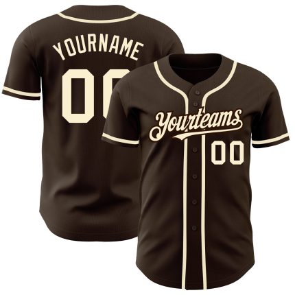 Custom Name and Number Baseball Jersey - Personalized Authentic Brown Cream Team Jersey Personalized Brown Cream Authentic