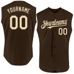 Custom Personalized Brown Cream Baseball Jersey with Name and Number - Authentic Sleeveless Team Apparel Personalized Brown