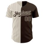 Custom Name and Number Personalized Brown Pinstripe Baseball Jersey - Authentic Split Fashion Team Apparel Personalized Brown