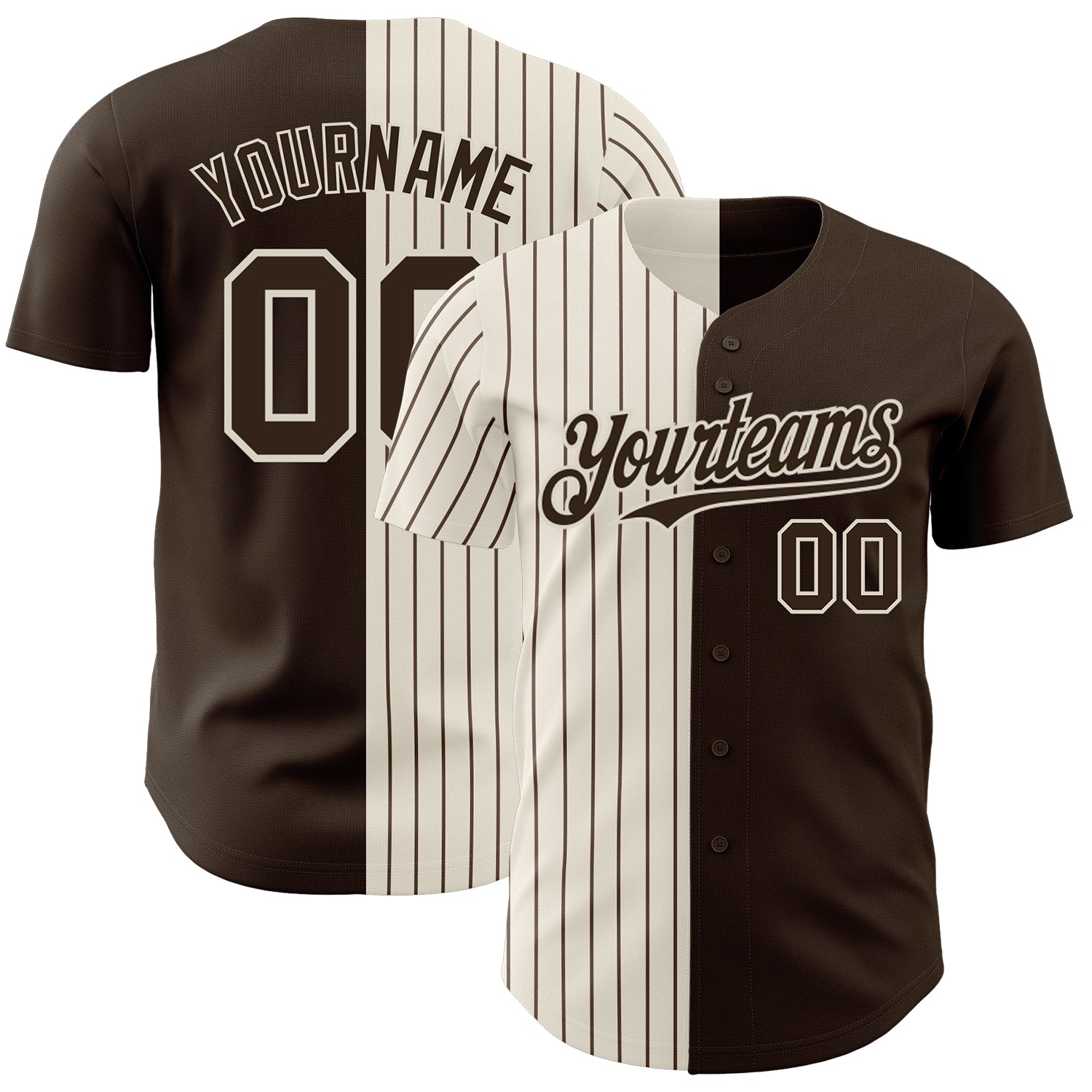 Custom Name and Number Personalized Brown Pinstripe Baseball Jersey - Authentic Split Fashion Team Apparel Personalized Brown