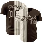 Personalized Cream-Brown Pinstripe Baseball Jersey for Fashion Enthusiasts Personalized Brown Cream-Brown Pinstripe Split