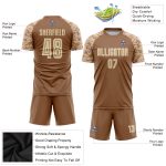 Custom Team Name Number Soccer Uniform Jersey Brown Cream Camo Personalized Personalized Brown Cream-Camo Sublimation Soccer