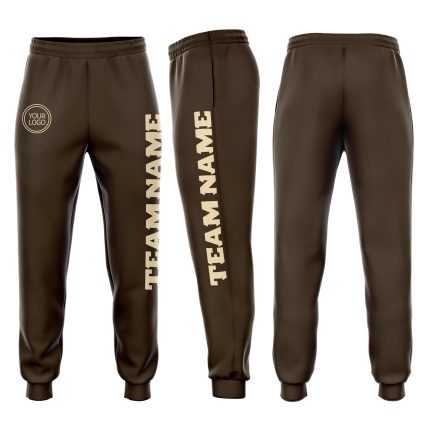 Personalized Fleece Jogger Sweatpants in Brown Cream for Ultimate Comfort Personalized Brown Cream Fleece Jogger Sweatpants