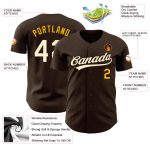Personalized Brown Cream Gold Baseball Jersey for Men and Women - Customizable Sportswear Personalized Brown Cream-Gold Baseball