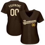 Personalized Baseball Jersey in Brown Cream Gold with Custom Name - Perfect for Fans and Players Personalized Brown Cream-Gold