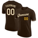 Custom Team Name and Number Brown Cream-Gold Performance T-Shirt - Personalized Sportswear Personalized Brown Cream-Gold