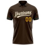 Personalized Performance Golf Polo Shirt in Brown Cream Gold-Teal Personalized Brown Cream Gold-Teal Performance Vapor Golf