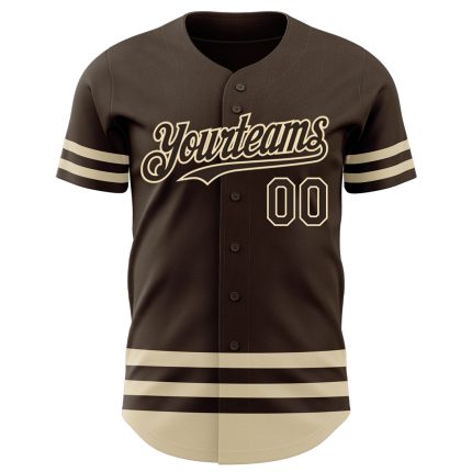 Custom Name and Number Authentic Baseball Jersey - Personalized Brown Cream Line Team Jersey Personalized Brown Cream Line