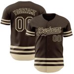 Custom Name and Number Authentic Baseball Jersey - Personalized Brown Cream Line Team Jersey Personalized Brown Cream Line