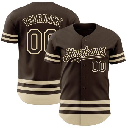 Custom Name and Number Authentic Baseball Jersey - Personalized Brown Cream Line Team Jersey Personalized Brown Cream Line