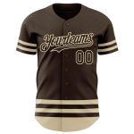 Personalized Brown Cream Baseball Jersey for Men and Women - Custom Line Jersey Personalized Brown Cream Line Baseball Jersey